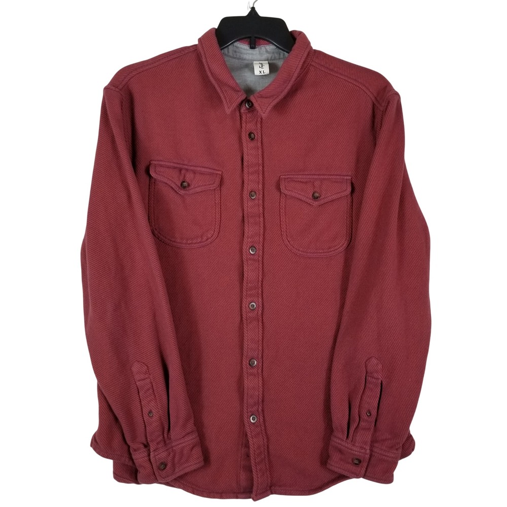 Fayettechill Button Down Shirt Mens XL Burgundy‎ Organic Cotton Heavy Twill